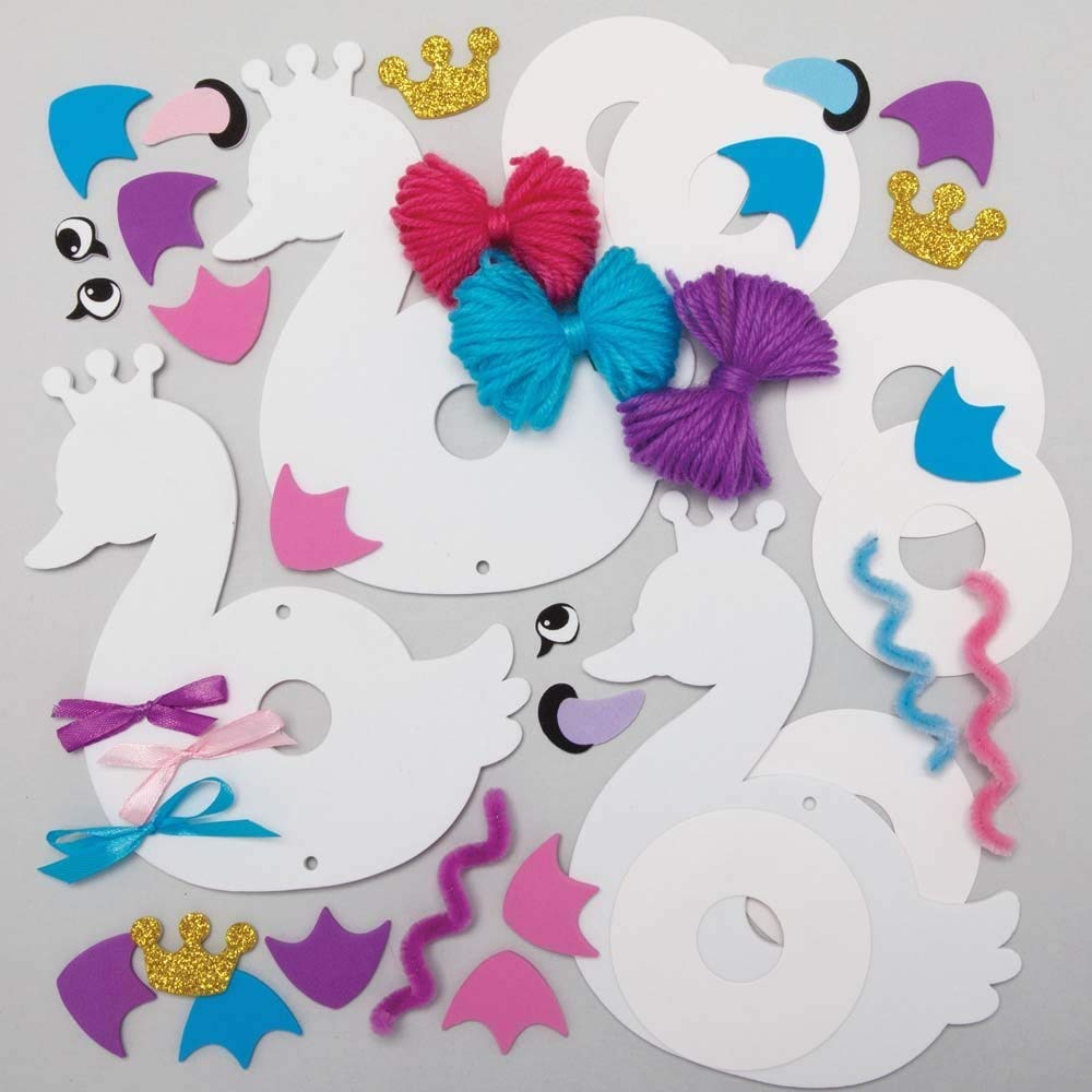 Baker Ross AX832 Swan Princess Pom Pom Decorations - Pack of 3, Creative Art and Craft Supplies for Kids to Make Decorate and Display - Image 3
