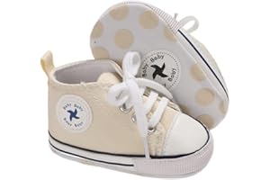 Sekantrol Unisex Baby Girls Boys Shoes Infant Soft Sole Canvas Newborn First Walkers High Top Anti-Slip Sneakers