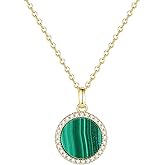 COAI 14K Gold Plated 925 Sterling Silver Necklace for Women, Onyx/Malachite Crystal Necklace for Women