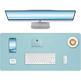 Leather Desk Pad Protector, Mouse Pad, Office Desk Mat, Non-Slip PU Leather Desk Blotter, Laptop Desk Pad, Waterproof Desk Writing Pad for Office and Home (Teal, 31.5" x 15.7")