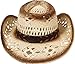 Classic Western Cowboy Straw Hat with Leather Band, Blue Bead