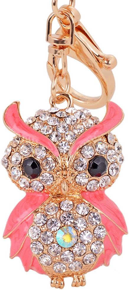 Keychain Keyring Owl Metal Bling Crystals Rhinestone Keyfob Charm Pendant for Handbags,Wind Chimes, Red, 5cm length - Image 5