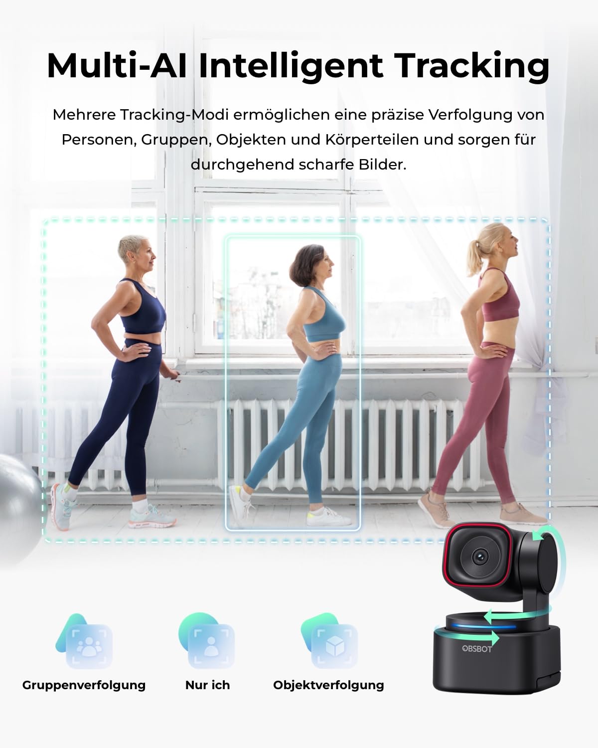 OBSBOT Tiny 3 Lite AI-Powered Spatial Audio 4K Webcam – Kompakte AI-Tracking-PTZ-Kamera mit 1/2"-Sensor, Tri-Mic, Voice Control, 120FPS, HDR, Webcam für PC, Mac, Laptop, Streaming, Meeting, Switch 2 6