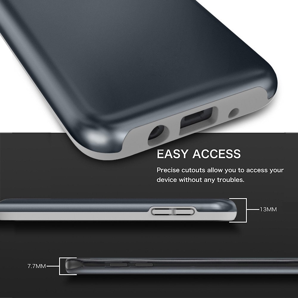 Samsung Galaxy J3 2018 Case, J3V 3rd Gen, J3 Star, Express Prime 3,J3 Achieve, Amp Prime 3 Case, Androgate Hybrid Matte Protective Cover Case with Full Coverage TPU Screen Protector,Dark Blue