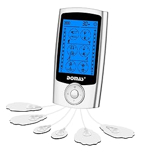 DOMAS Tens Unit Muscle Stimulator - Rechargeable Electronic Pain Relief Massager Pulse Therapy Device for Back Shoulder Elbow Pain