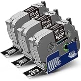 Labelwell 24mm 0.94 Laminated White on Black Compatible with Brother P Touch Label Tape TZe-355 TZe355 TZ355 Refills for Brother Ptouch PT-D600 PT-D600VP PT-D610BT, 1 Inch x 26.2 Feet, 3-Pack
