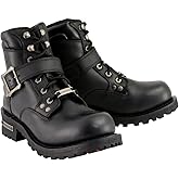 Milwaukee Leather Men's Classic Black Leather Lace-Up 6-inch Engineer Boots with Side Buckle MBM9010-10.5