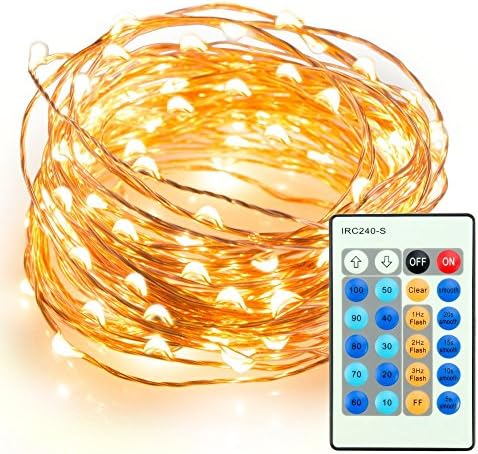 String Lights,ShangPin Fairy Lights Xmas Lights Copper Wire Led Rope Lights Christmas String Lights for Bedroom Party Patio Indoor Outdoor Decoration 33ft 100 Mini Leds Remote Control (Warm White)