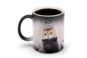RLDOBOFE Color Changing Cats Mug Funny Ceramic Heat Sensitive Mug Magic Heat Changing Coffee Cup Novelty Reveal Transforming 