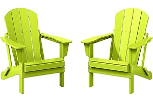 WestinTrends Malibu 2 Piece Set Outdoor Folding Poly Adirondack Chair, Lime