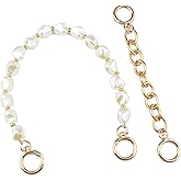 Beaulegan Unique Pearl Purse Chain Handles - Short Strap Replacement for Handbag Set of 2, 15.7 & 7.8 Inch Long (Gold)