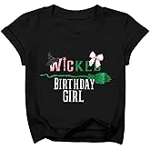 Girls Musical Shirt Sparkly Witch and Princess T Shirts Birthday Girl Shirt Cute Graphic Short Sleeve Tops Party Tees