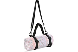 SHTCSZBA Yoga Mat Strap, Portable Mat Sling, Picnic Blanket Strap with Adjustable Shoulder Strap & Handle for Festivals Picnics Camping Motorcycle Bedroll Pilates - Black
