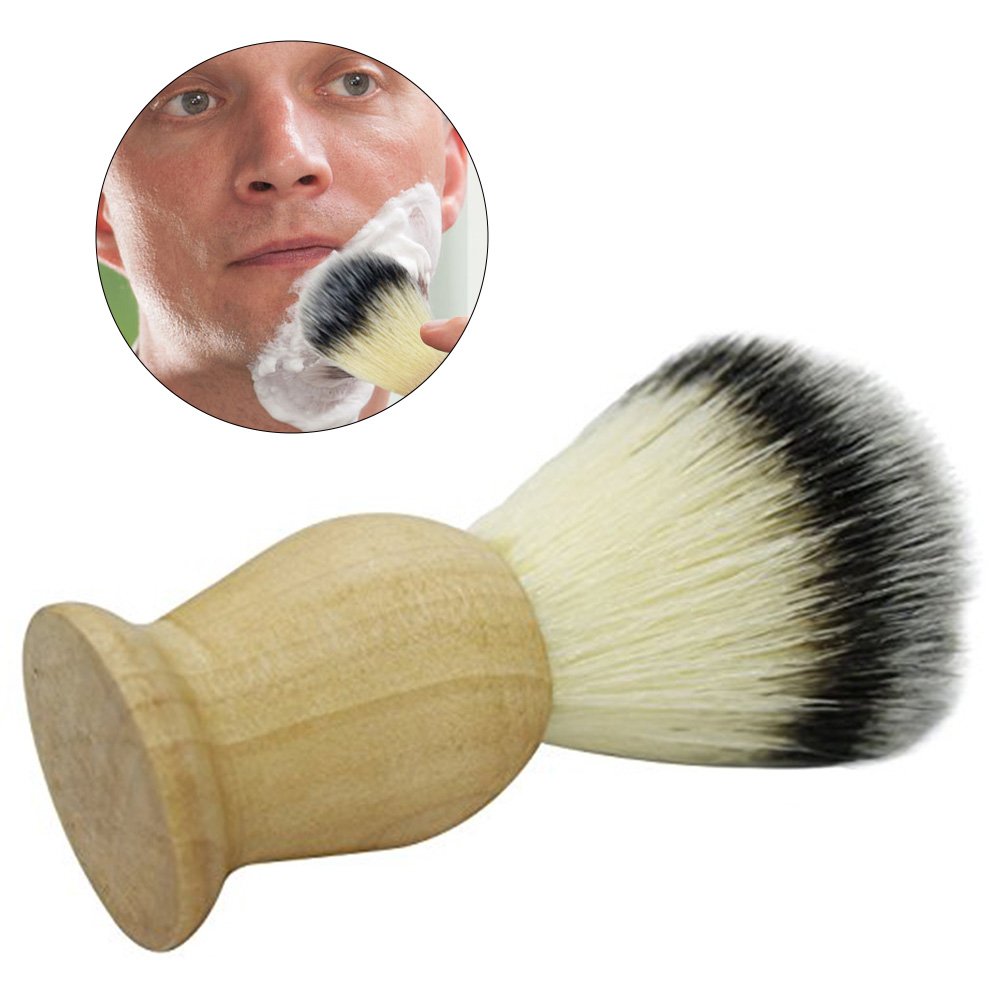 Frcolor Synthetic Nylon Bristles Mustache Beards Brush Natural Wooden