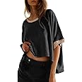 Dokotoo Summer Shirts 2025 Womens Solid T Shirts for Women Loose Oversized Tops Basic Tee