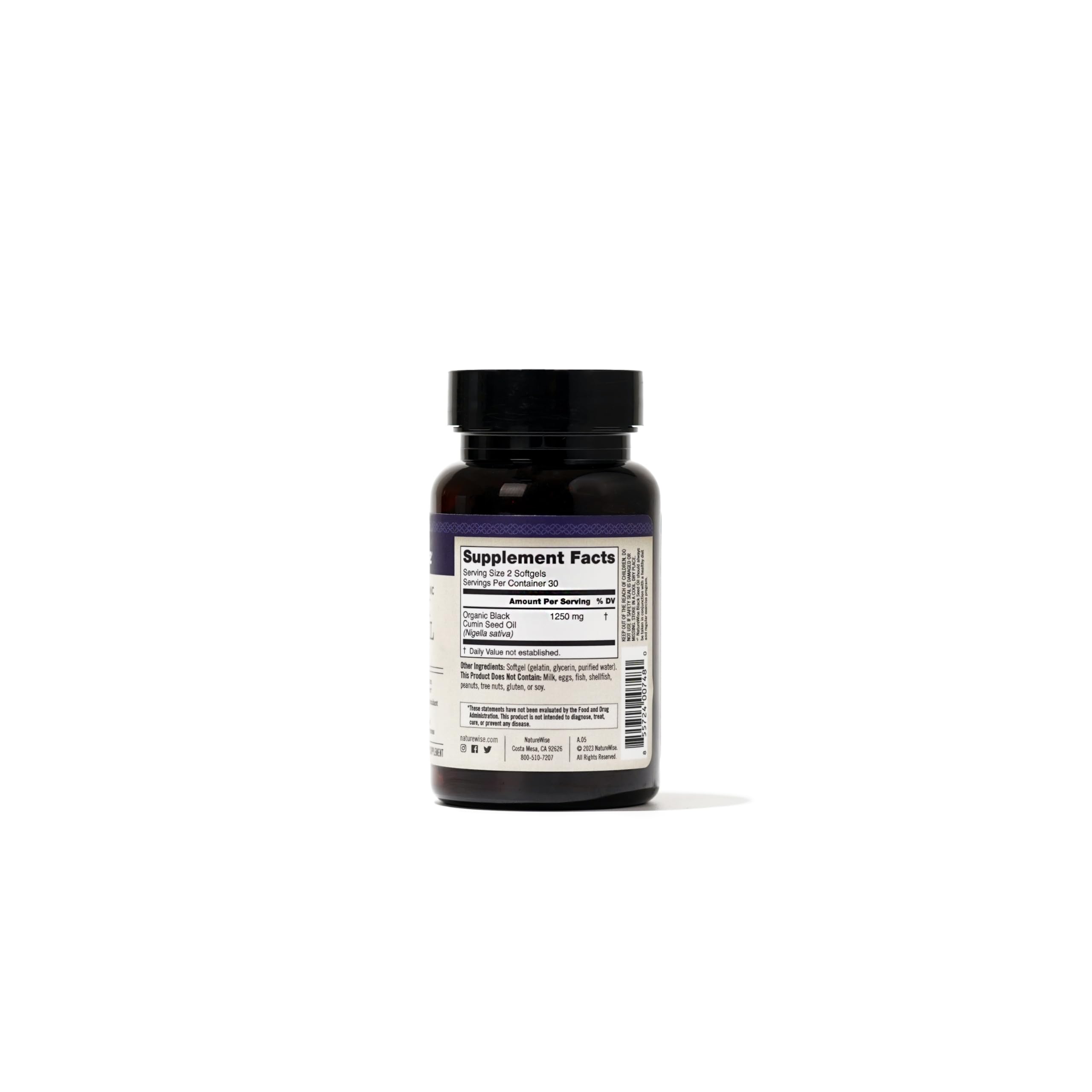 NatureWise Black Seed Oil Softgels 1250 mg - with 100% Organic Cold Pressed Nigella Sativa - Omega 3 6 9 - Antioxidant Immune Support, Hair & Skin - Non-GMO, Gluten-Free - 60 Softgels[1-Month Supply]