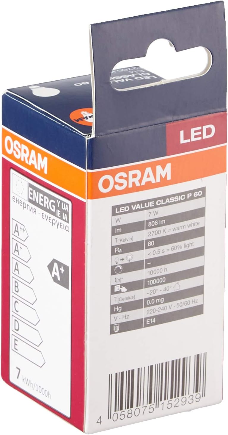 LED Value CL P FR 60 Non-dim 8W/827 E14, 90 x 45 mm - Image 5