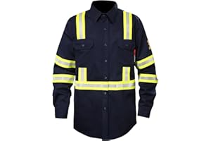 SKSAFETY 7.5oz FR Safety Shirt, Professional Level Hi Vis Flame Resistant 100% Cotton Fire Retardant Shirt. CAT2/UL/ANSI