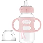 Dr. Brown's Wide-Neck Sippy Spout Bottle with Handles, Pink, 1-Pack | Transition from nipple to sippy with the bottle baby loves, 100% silicone easy-grip handles and sippy spout, 9 oz, 6m+
