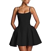 YMDUCH Women's Sexy Sleeveless Adjustable Spaghetti Strap A-Line Mini Party Prom Dress