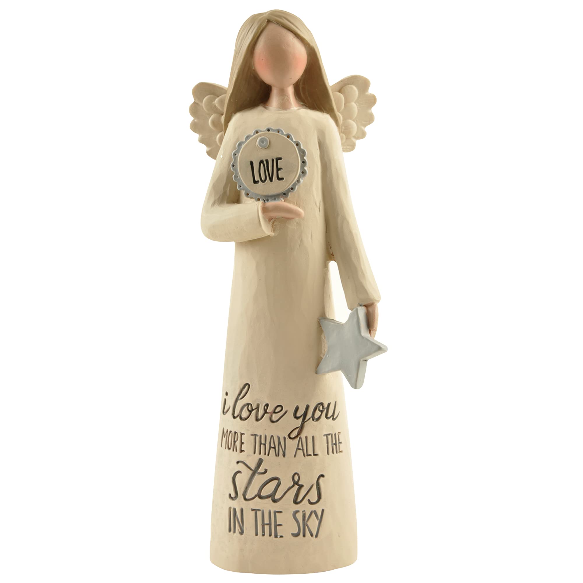 Feather & Grace Angel Hand Painted Resin Decorative Figurine Resin with I Love You Message Pefect Decortation for Living Room, Bookshelf, Desk Gift for friend & family - Multicolor