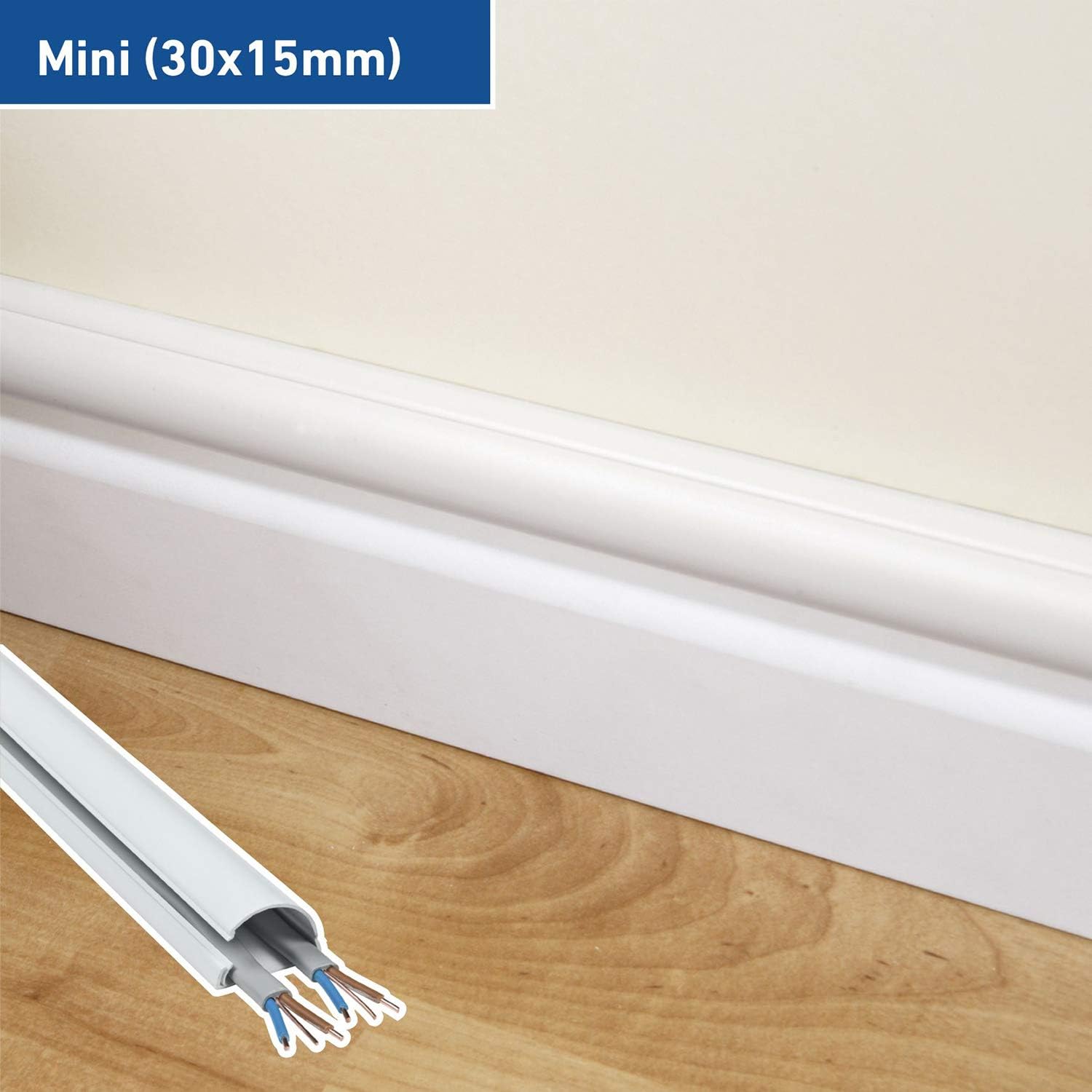 D-Line 30x15mm Cable Trunking 2m Pack, Half Round Profile, Self-Adhesive Wire Cover, Paintable Cable Management - Image 5