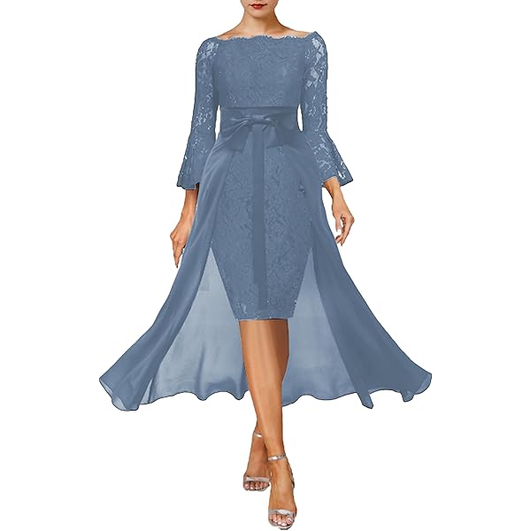 スーツ・フォーマル・ドレス LACE TOP SET FASCINATION DRESS Amazon.com: Noufany Two Pieces Knee Length Lace Wedding