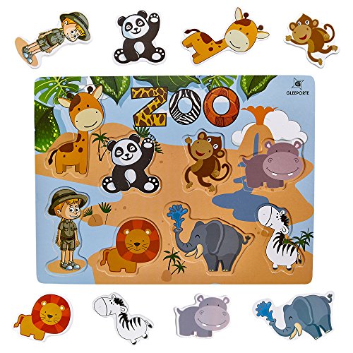 Gleeporte Wooden Chunky Puzzle Profession People Pieces - Learning Educational Puzzle Board with Free Standing Pieces for Toddlers & Kids (10 pcs)