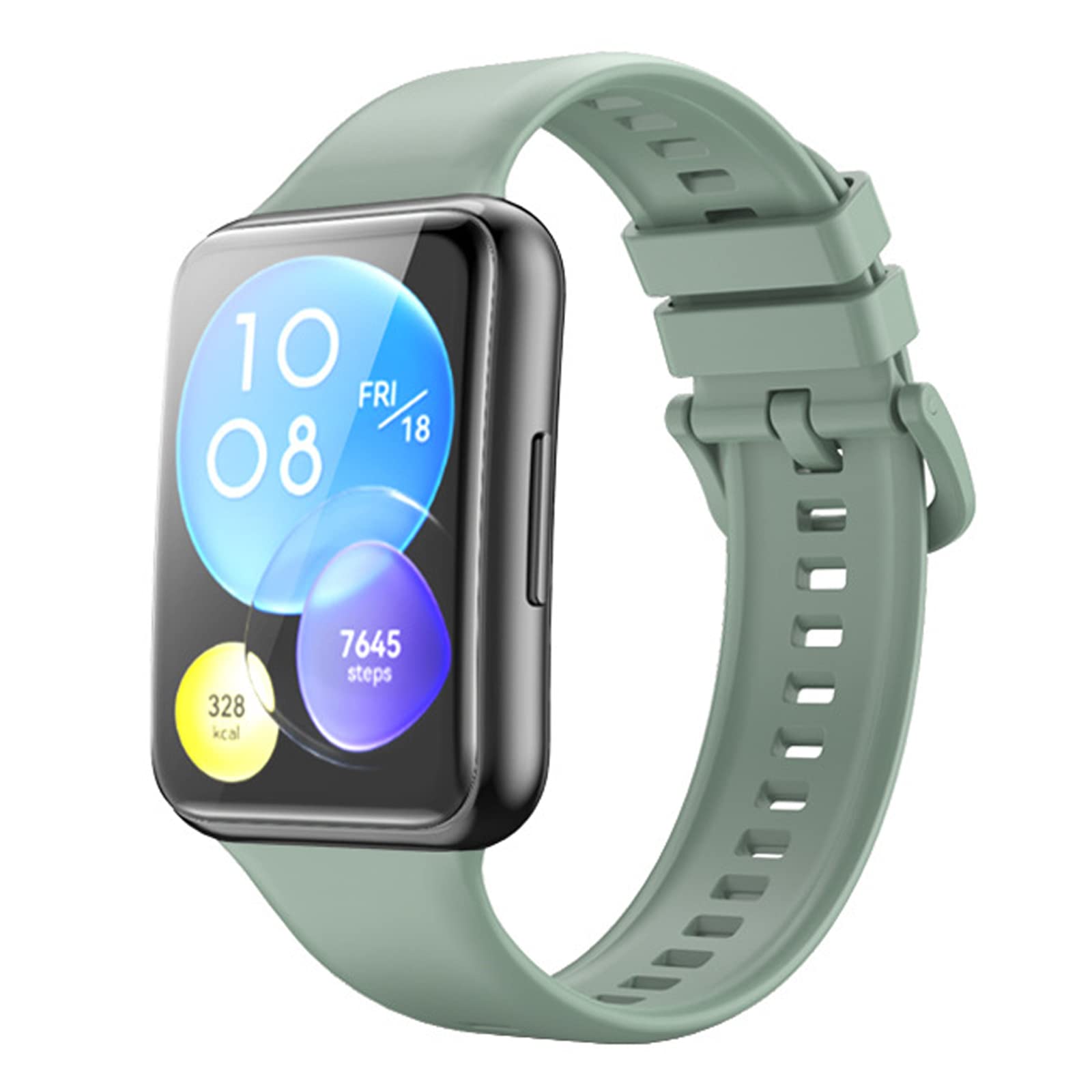 Miimall Silicone Strap Compatible with Huawei Watch Fit 2, Soft Sport Band Breathable Ultra-light Waterproof Durable Adjustable Replacement Wristband for Huawei Watch Fit 2-Light Green