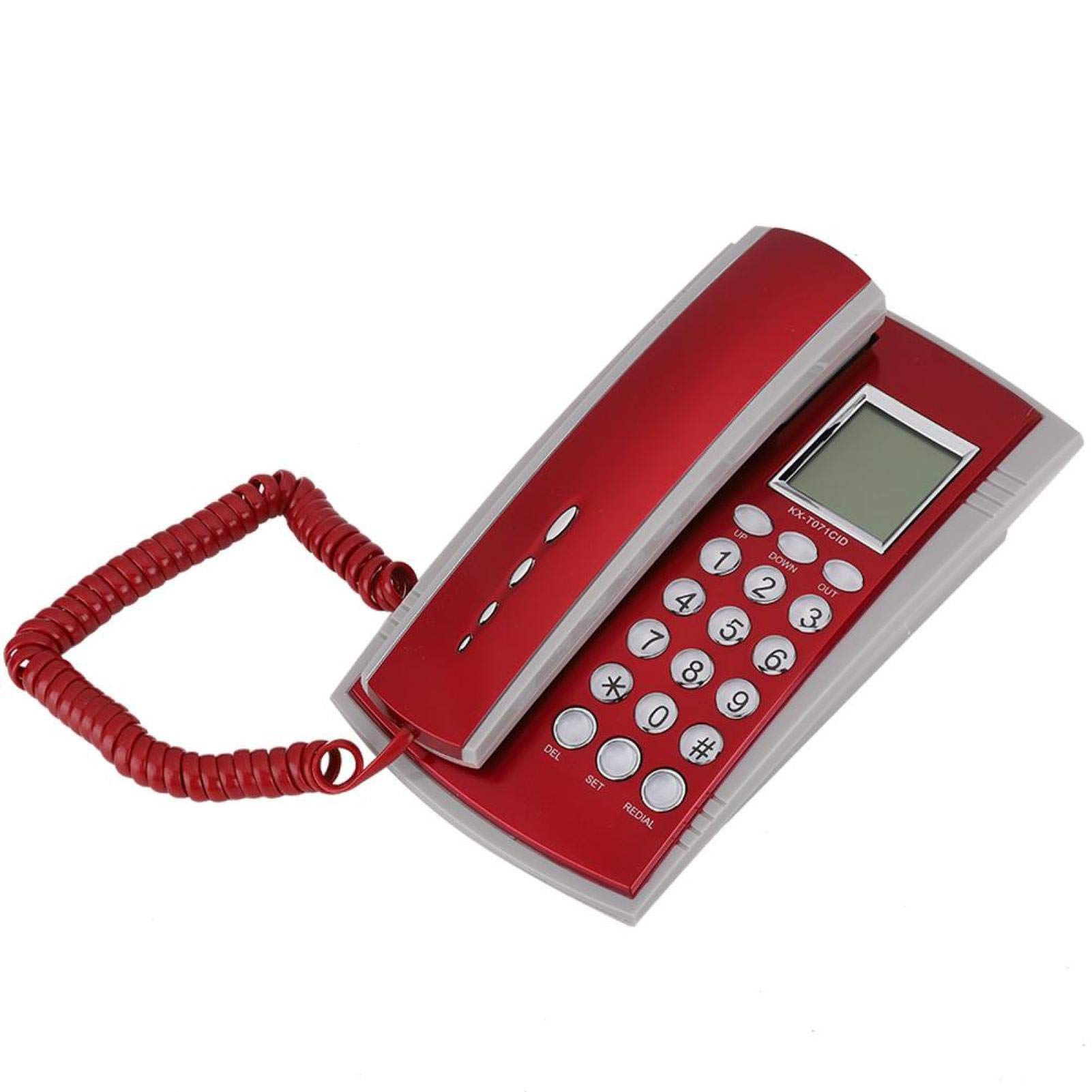 PUSOKEI Corded Telephone with Caller ID, English Foreign Trade Small Extension Phone for Home/Office (Red)