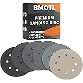 BMOTL 120Pcs 5 Inch Wet Dry Sanding Discs: Hook & Loop 8 Holes Sandpaper, 320 400 600 800 1000 1500 2000 3000 Assorted Grit, Silicon Carbide Sand Paper for Orbital Sander Automotive/Metal Polishing