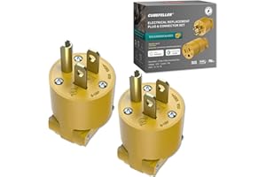 CUBEFELLER® Electrical Replacement Plug, Extension Cord Ends Male, 3 Prong,15 Amp 125 Volt, NEMA 5-15P,UL Listed,Straight Blade Grounding Type,ER1102P