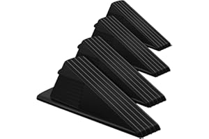 Frienda 4 Pcs Jumbo Door Stoppers Heavy Duty Door Stopper Tall up to 2inch Tall Wedge TPR Large Wedge Stackable Big Rubber Doorstop for Hotel Carpet Hardwood Concrete and Tile (Black)