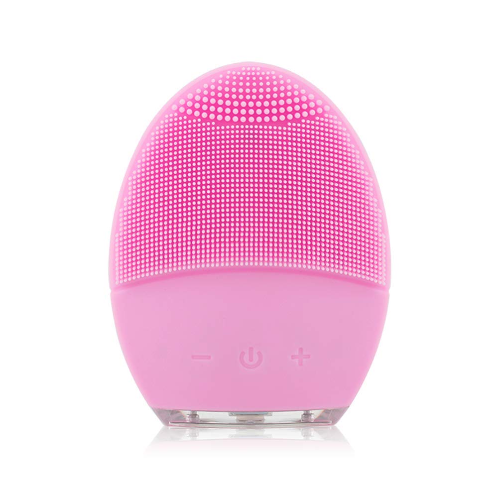 Sonic Facial Cleansing Brush, YUNCHI Y2 Food Grade Silicone Waterproof Portable Face Brush for Cleansing, Scrubbing and Exfoliating - Pink