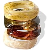 Frodete Bangles Bracelets for Women Stackable Resin Bangles Set Green Brown Clear Acrylic Big Trendy Colorful Fashion Jewelry Gifts