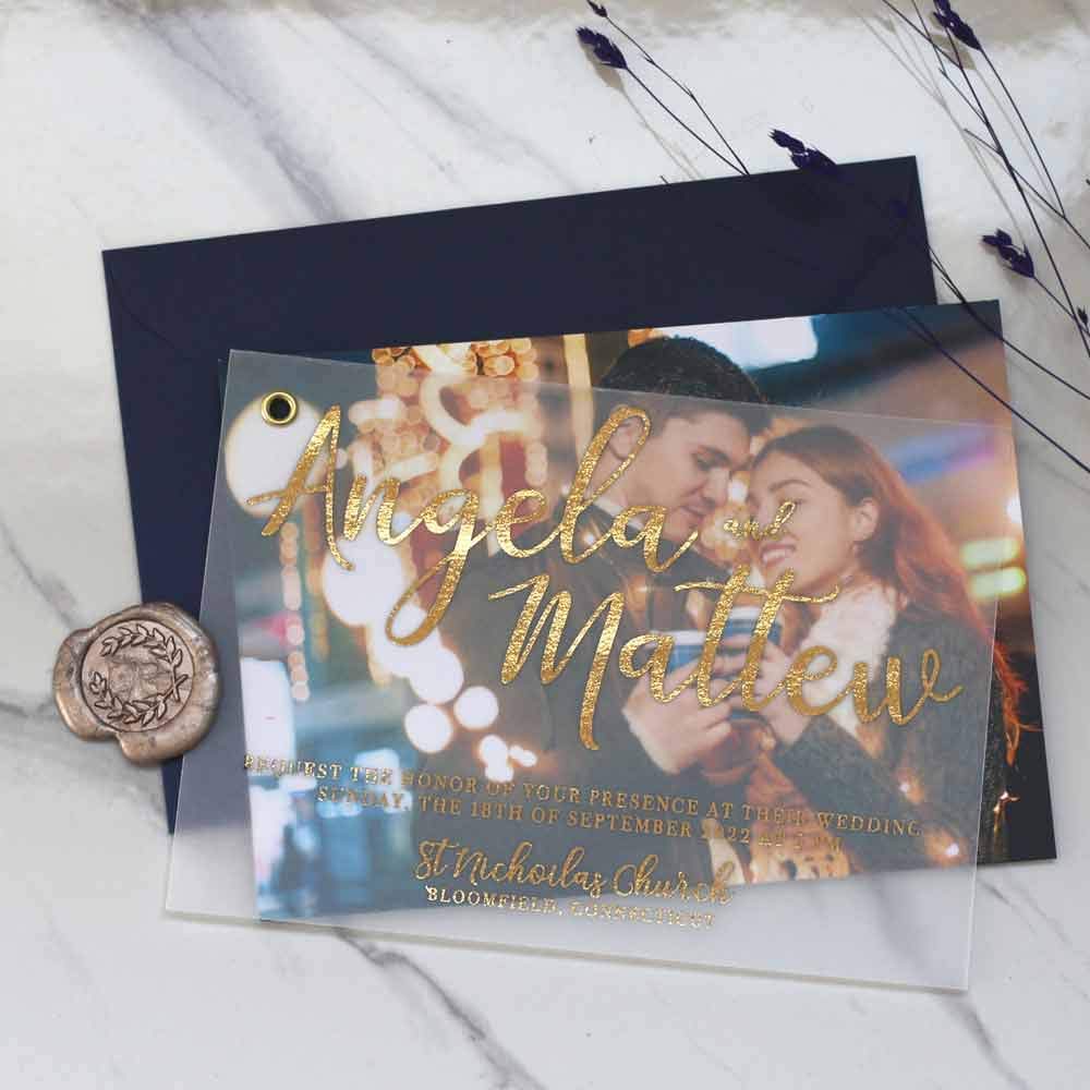 Vellum Wedding Invitation, Personalized Foiled Invitations