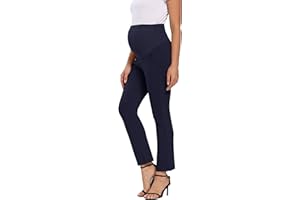 Foucome Women's Maternity Pants for Work Over The Belly Bootcut Dress Pants Stretch Pregnancy Trousers