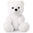 Tezituor White Teddy Bear Stuffed Animal, Cute 18 inch Stuffed Teddy Bear for Girlfriend Kids, Soft Plush Bear Stuffed Animal Valentine's Christmas Birthday Gifts
