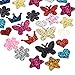 Felt Shapes - 100-Piece Glitter Sequinn Felt Embellishment Cutouts for DIY Art and Craft Decoration, Assorted Shapes, Felt Flower, Tiara, Star, Butterfly, Heart