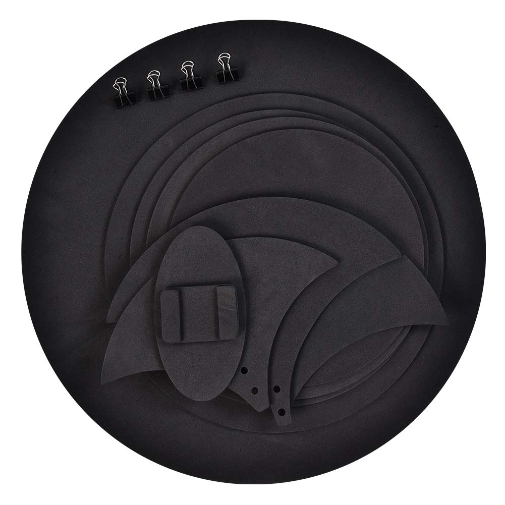 10pcs Drum Mute Silencer Kit Drumming Practice Pad 5 mm Rubber Foam Set Drum Mute Pads Black, 12-22” Drum Mute 8-11” Cymbal Mute with Bass Drum Mute Booster & Snare Drum Pad