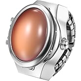 Avaner Men Women Finger Watches: Elastic Band Quartz Easy Reader Colorful Flip Cover Stainless Steel Stretchy Ring Watch