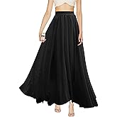 v28 Women Full/Ankle Length Elastic Pleated Retro Maxi Chiffon Long Skirt
