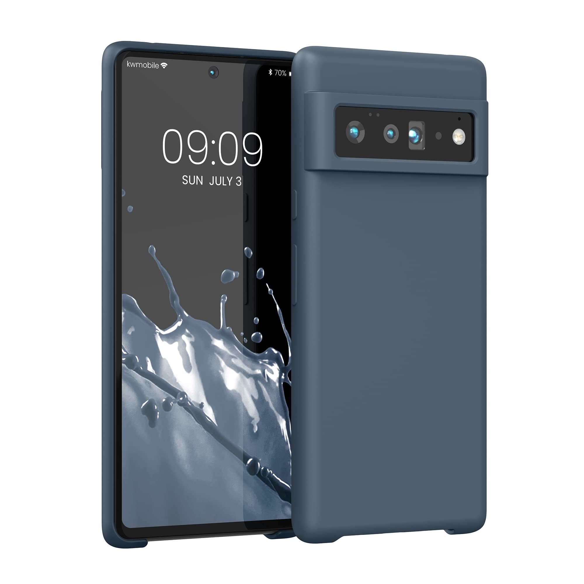 kwmobile Case Compatible with Google Pixel 6 Case - TPU Silicone Phone Cover with Soft Finish - Dark Slate — image 1