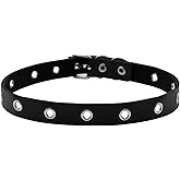 MILAKOO Pu Leather Necklace Gromment Eyelet Choker for Women Men Punk Collar Goth Emo Accessories