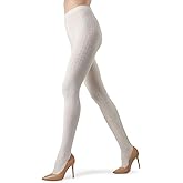MeMoi Portland Side Cable Knit Cotton Tights for Women, Cozy and Warm Sweater Tights - Sizes Small to X-Large
