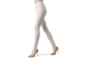 MeMoi Portland Side Cable Knit Cotton Tights for Women, Cozy and Warm Sweater Tights - Sizes Small to X-Large