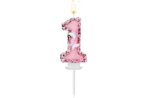 3 X 2 Inch Birthday Number Candles, Glitter Number Candles Pink Butterfly Birthday Candles Cake Topper with Sequins for Anniv