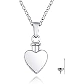 925 Sterling Silver Heart Urn Necklace Simple Blank Always in My Heart Ashes Cremation Jewelry Memorial Keepsake Pendant with Funnel Kit