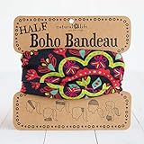 Natural Life Womens Half Boho Bandeau Mandala, Black/Red, One Size