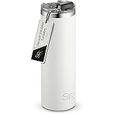 SIPX™ 18 oz Slim Insulated Tumbler with Lid & Straw – Vacuum Insulated Stainless Steel, Leakproof, Cupholder Friendly – Perfect for Iced Coffee, Water & Travel – White